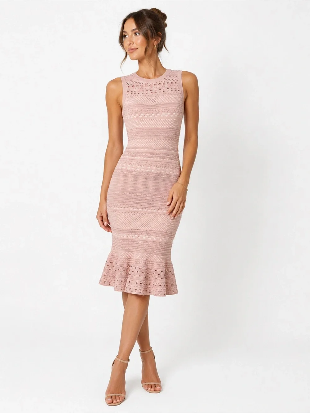 Milly Knit Cutout Mermaid Dress In Ballet Pink Size Medium - Picture 1 of 5